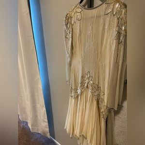 Beaded cream midi dress.